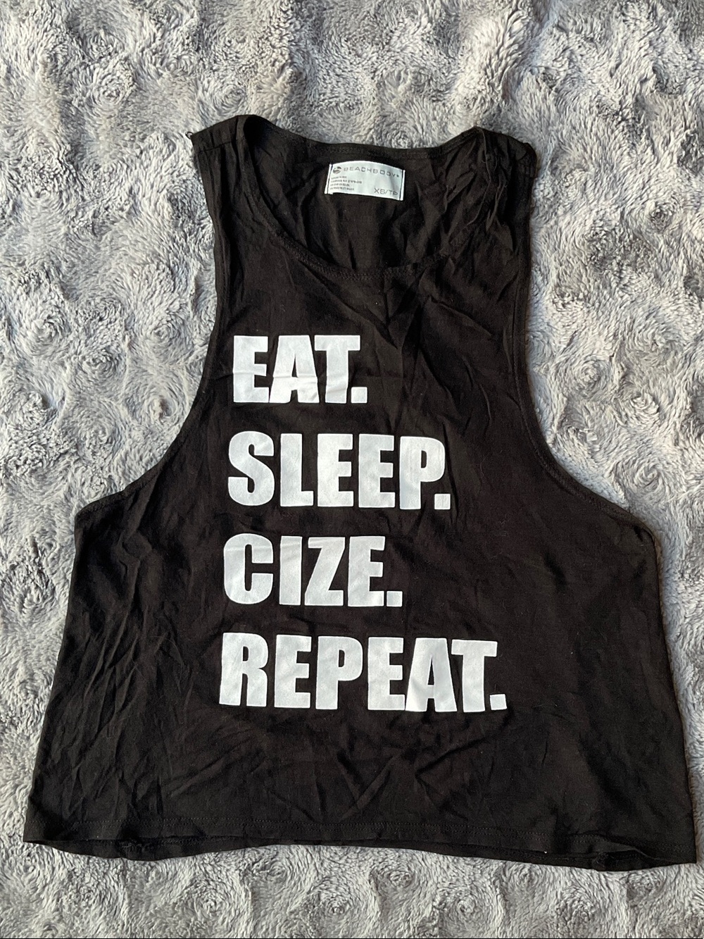 Brandy Melville Black Tank with White Graphic Text